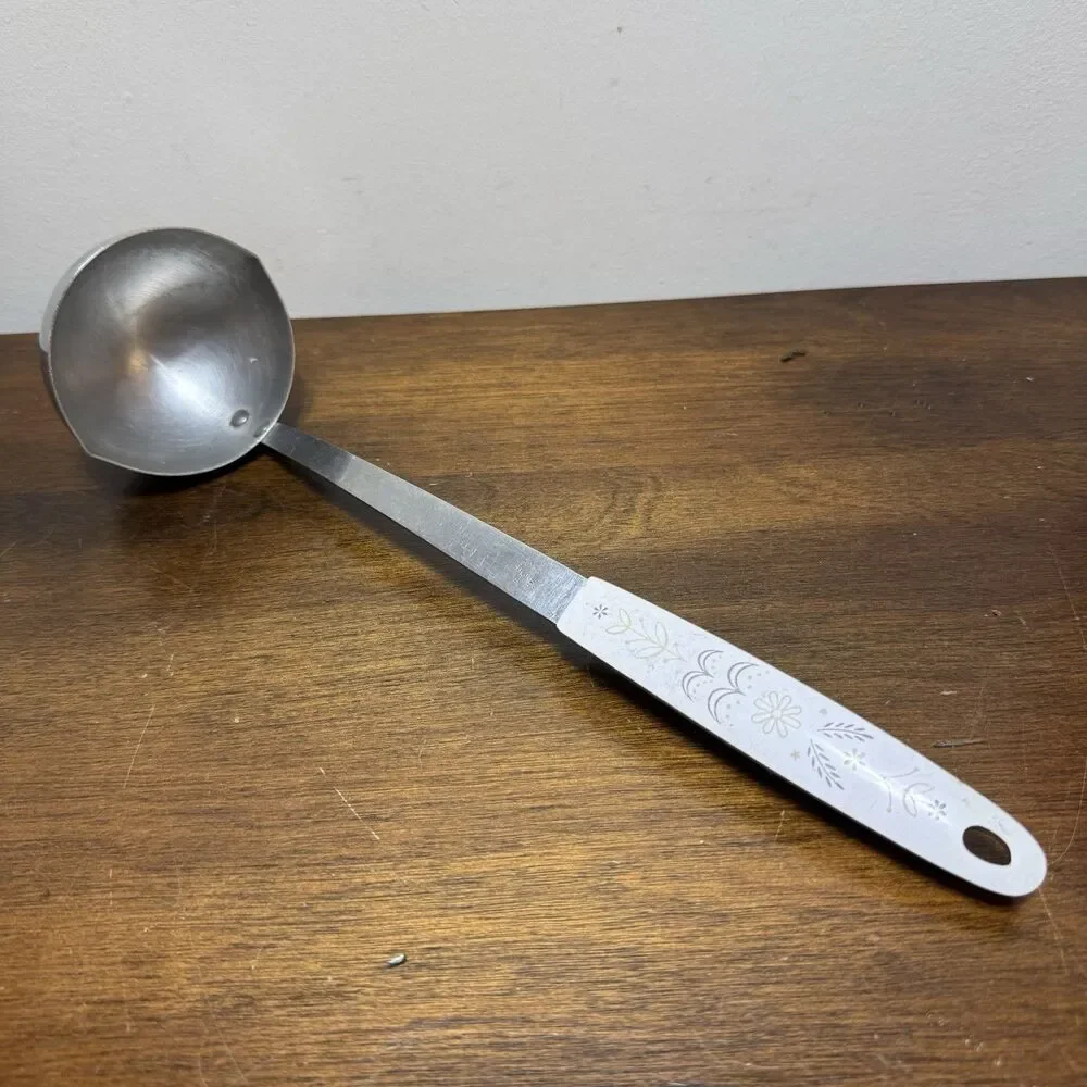 Vintage Flint Arrowhead Stainless Kitchen Ladle Harvest Wheat Handle